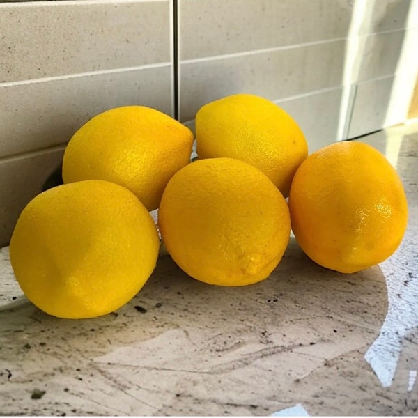 Realistic Artificial Fruit Lot of 5 Lemons Still Life Staging Kitchen Decor