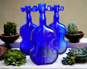 Choice of Wheaton Glass Cobalt Blue Violin Bottles  Marked #2, #4, Available