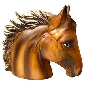 Inarco, Japan, Horse Head Planter, Vase. E-6560 Brown Palomino Equestrian Decor