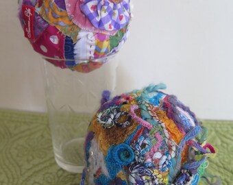 Tactile Art, Collage Art, OOAK desk art, balls, Mixed Media Art, 'Worry' Ball,