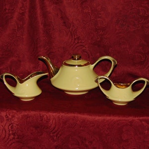 1940's Tea Set Pearl China Sunny Yellow & 22KT Gold