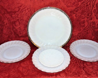 Lot of 5 Vintage Fire King Swirl Plates by Anchor Hocking