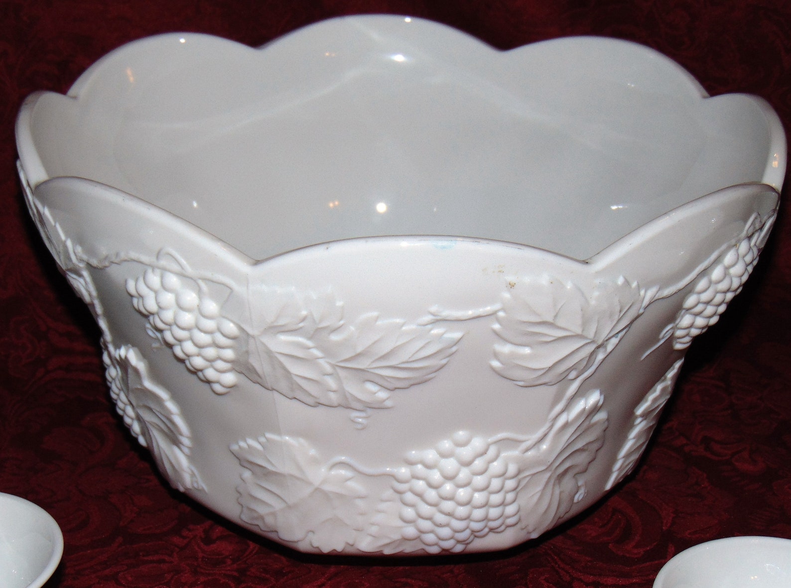 Vintage Colony Harvest Milk Glass Grape Punch Bowl Set With 10 Etsy
