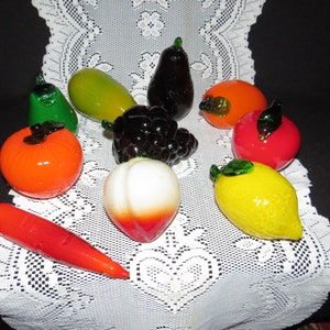 9 Pieces of 1960&#39;s Large Glass Fruit and Vegetables From a Lemon to a Carrot