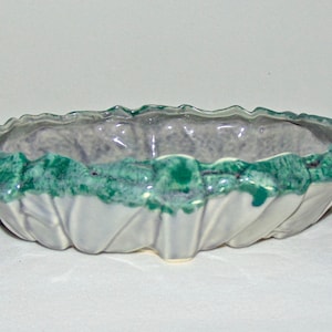 1953 McCoy Large Gray & Green Mid Century Planting Dish Planter