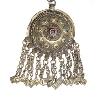 Vintage Tribal Kuchi Tribal Afghan Large Round Domed Silver Pendant
