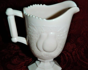 Vintage Jeanette Shell Pink Milchglas Baltimore Birne Footed Creamer Krug