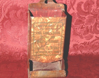 Antique Tin Match Holder: Erwin F. White Advertising, Frewsburg NY