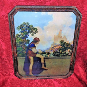 1925-Vintage Maxfield Parrish &quot;The Knave Watches Violetta Depart&quot; The House of Art NY
