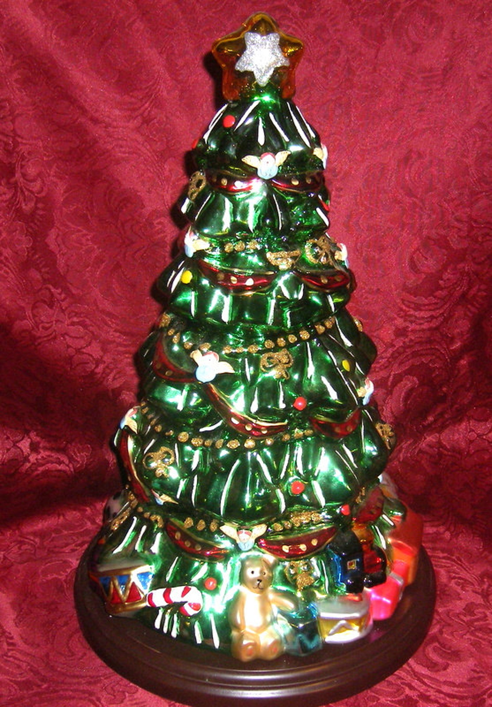 Blown Glass 16 Inch Christmas Tree Hand Painted and Decorated Etsy UK