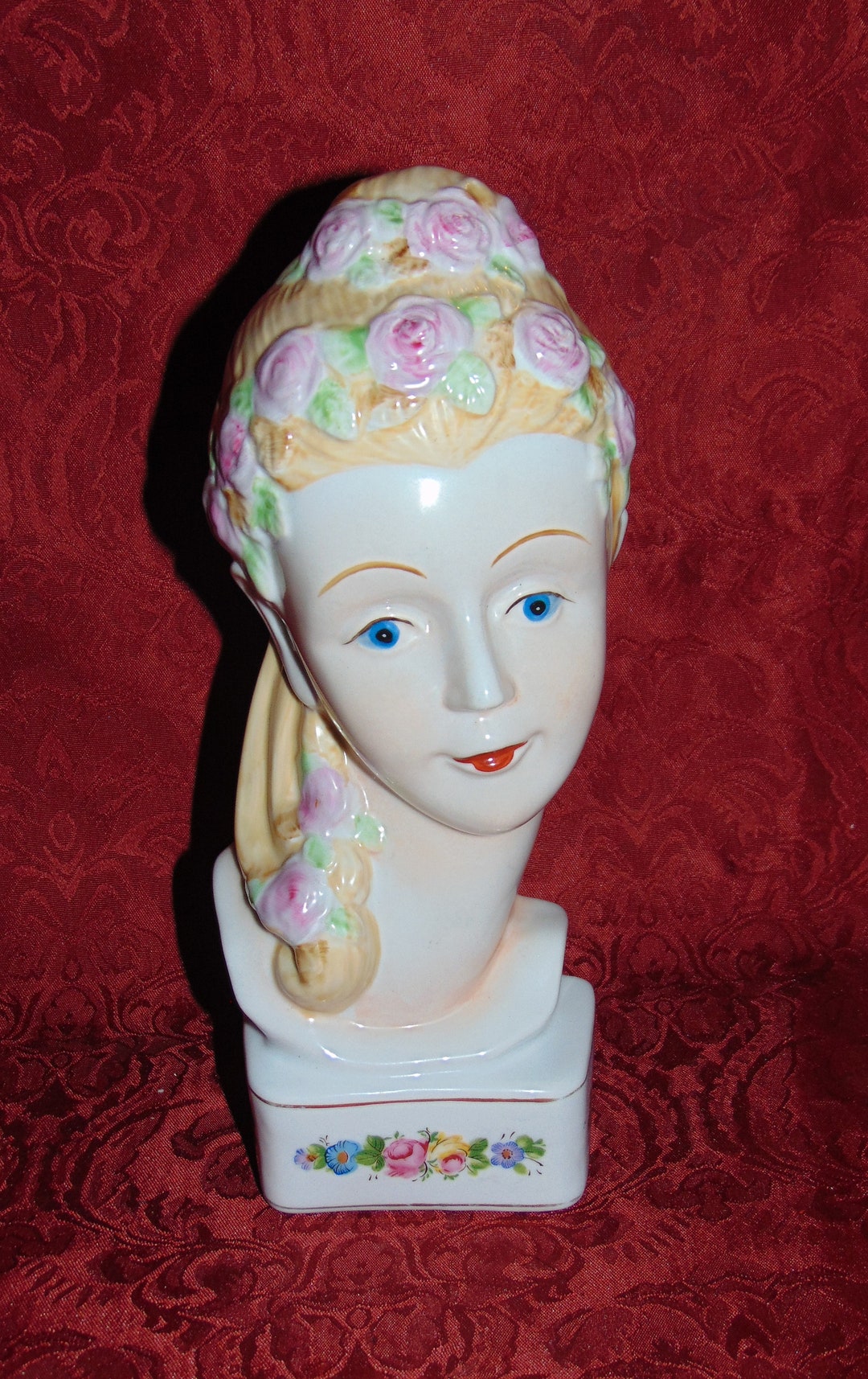 Vaso da parete in porcellana Art Déco vintage da 10 1/2 pollici con