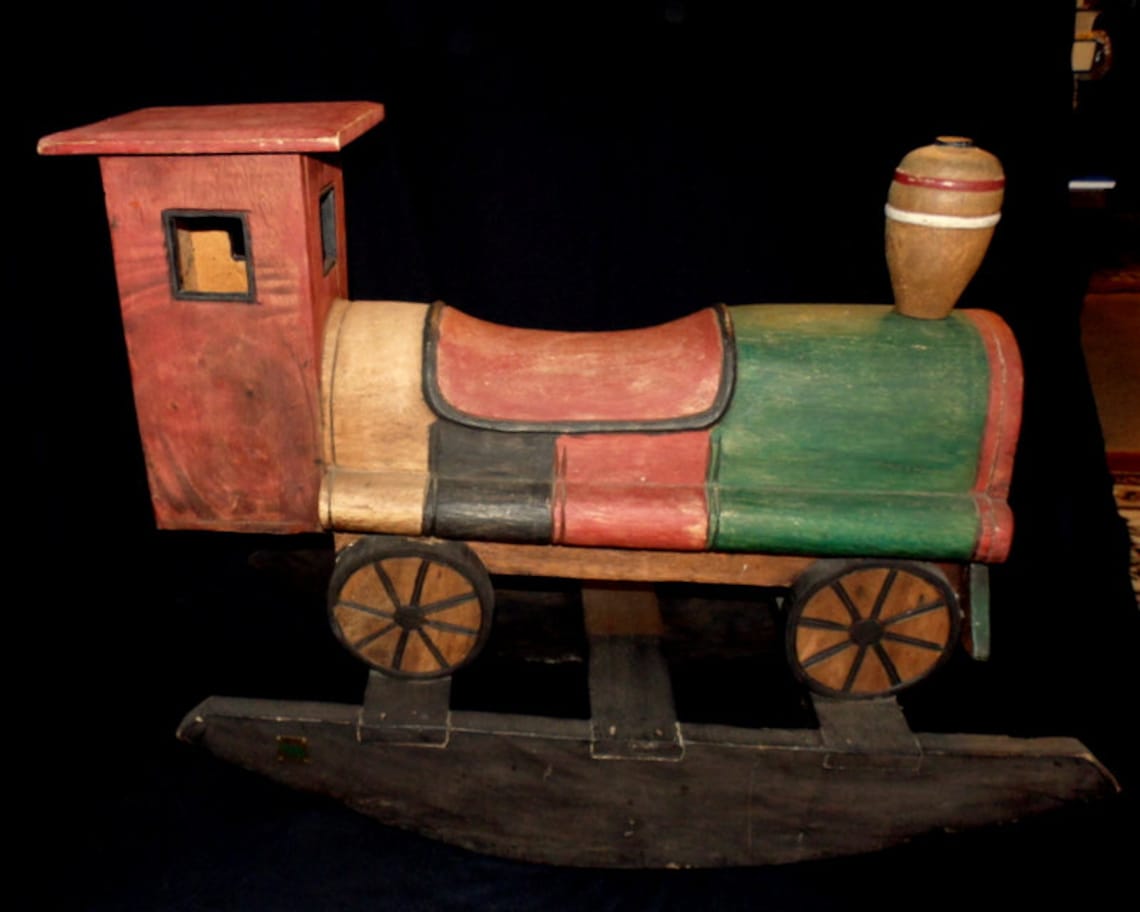 UNIQUE Vintage Rocking Train Adorable Childs Ride on Toy Solid - Etsy