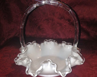 Vintage Fenton Silver Crest Brides Basket 8 inch diameter