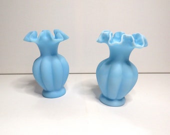 フェントン 花瓶 フラワーベース メロン フリル ブルー 水色 フェントン 花瓶 フラワーベース メロン フリル ブルー 水色 - メルカリ