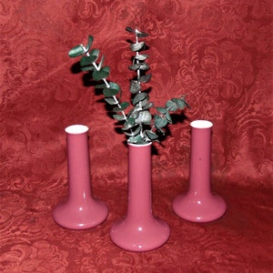 Set of 3 Vintage Hall China Bud Vases: Maroon Decor