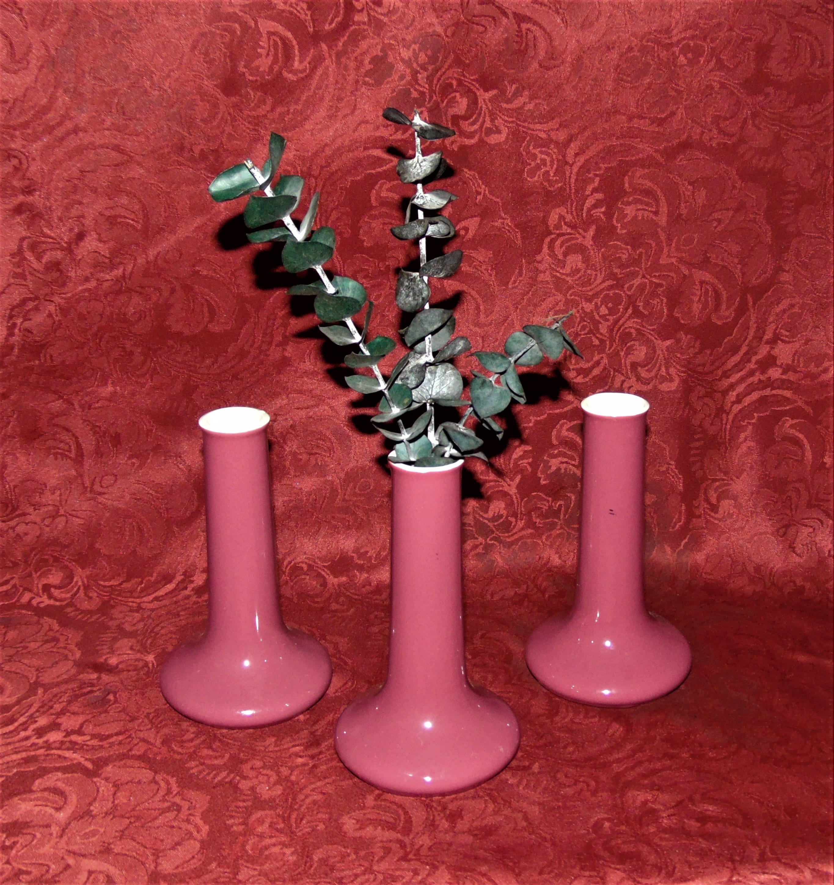 Set of 3 Collectible Hall China Bud Vases /candleholders 631