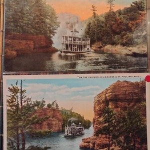 Vintage Wisconsin River Steamboat Postcards: Dells Scenic Views