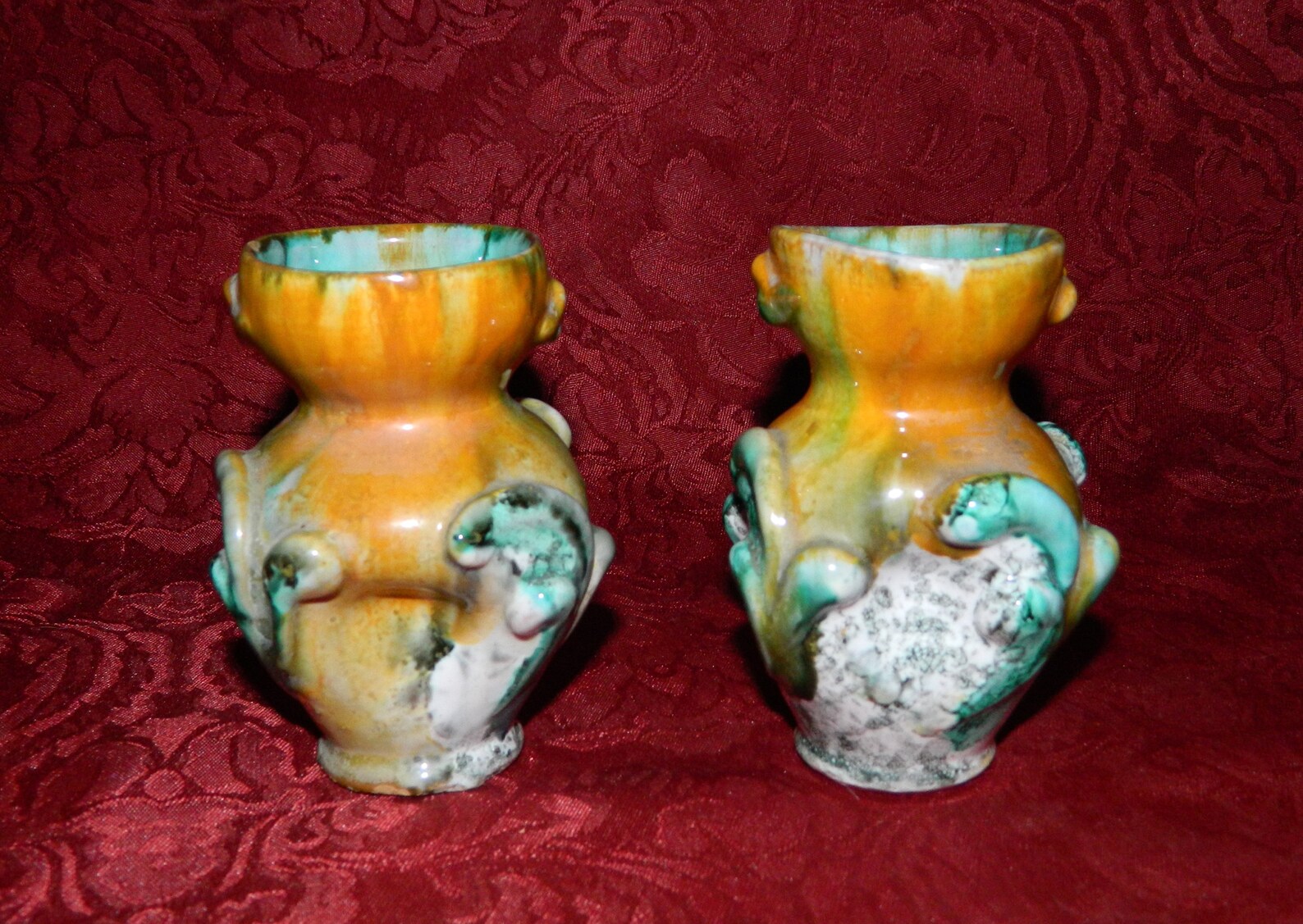 Majolica Pair of Miniature Vases / Candle Holders Tin Glazed Etsy