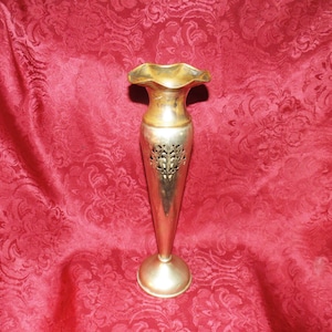 LARGE 14in Trumpet Vase Farberware Nickel Silver Brooklyn NY