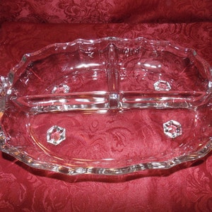SALE Fostoria Baroque  3 Part Handled Relish Dish in Baroque-Clear Crystal