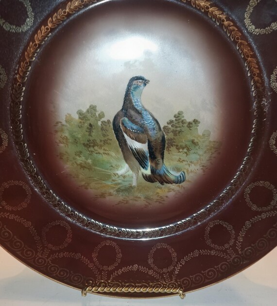 ロイヤルヴィエナ　プレート　アンティーク Early 1900's Royal Vienna Game Bird Porcelain Cabinet Plate Hand