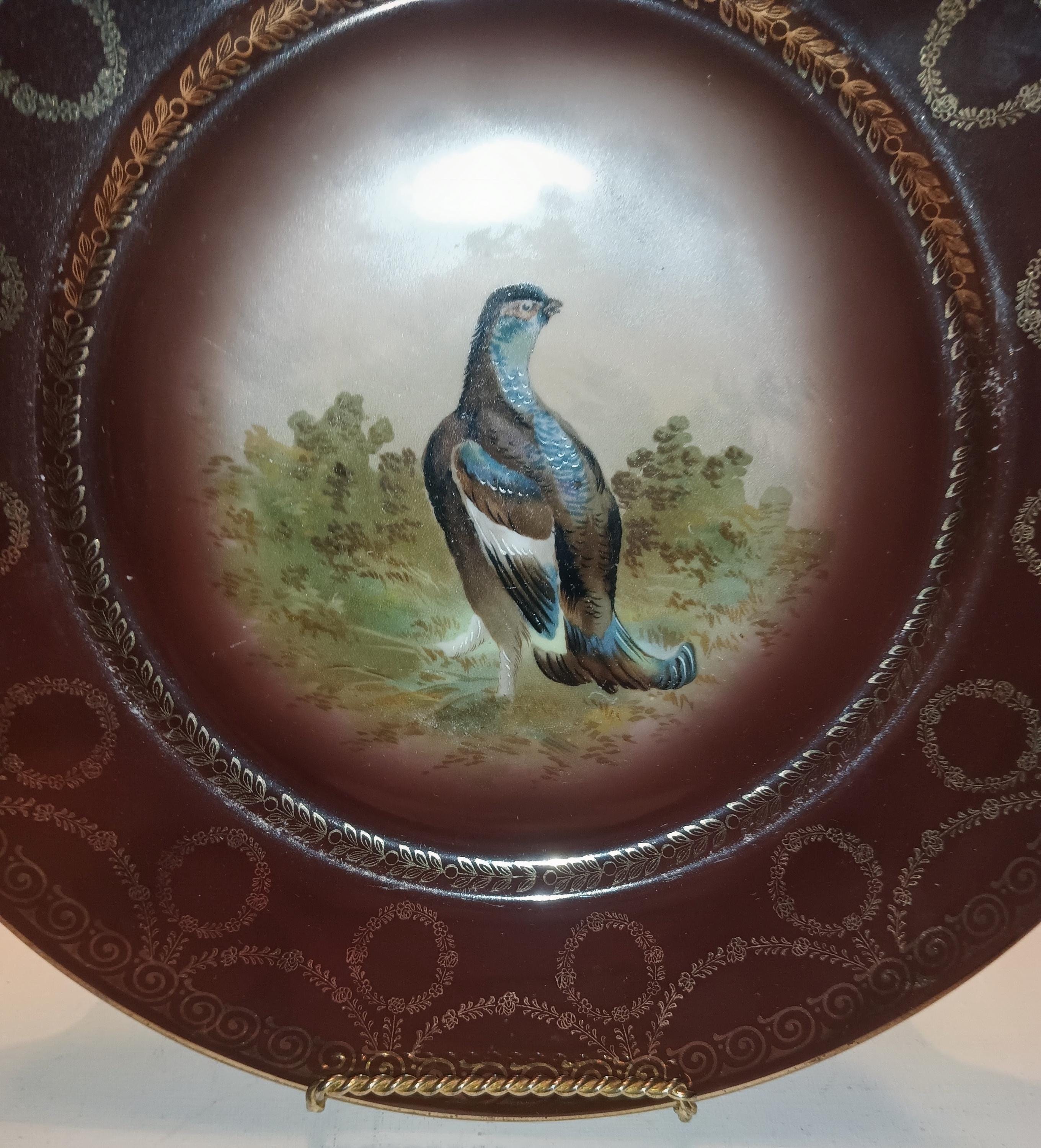ロイヤルヴィエナ　プレート　アンティーク Early 1900's Royal Vienna Game Bird Porcelain Cabinet Plate Hand