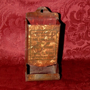 Antique Tin Wall Match Holder Advertising Frewsburg (Chautauqua County) New York Erwin F. White Co. Building Materials