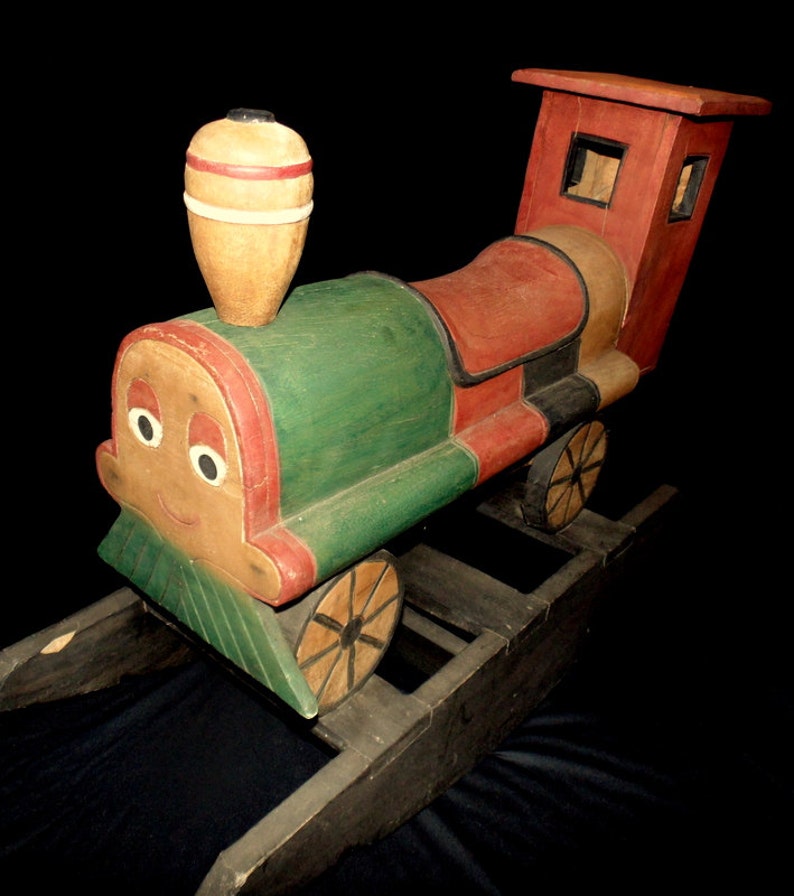 UNIQUE Vintage Rocking Train Adorable Childs Ride on Toy Solid - Etsy