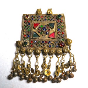 Vintage Tribal Kuchi Tribal Afghan Square Pendant