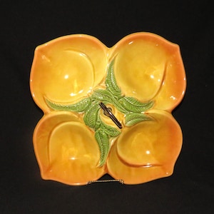 1960s Large 12 inch PEACHY Divided Serving Dish California Pottery Delightful to Look At :)