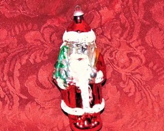 Kerstmanornament van kwikglas West-Duitsland: met mica versierde kerstboom
