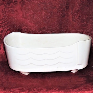 Vintage Planter Ungemach Pottery aka UPCO Mid Century White Wave Pattern