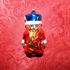 6 inch WEST GERMANY Large Caroler Blown Glass  Christmas Ornament with Mica Decorations
