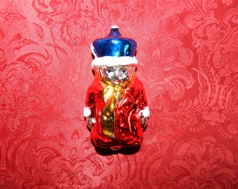 6 inch WEST GERMANY grote Caroler geblazen glazen kerstornament met micaversieringen