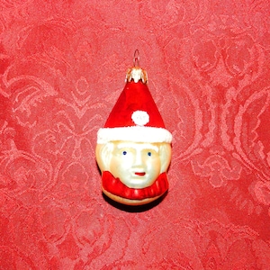 WEST GERMANY Glass Clown Pierrot Christmas Ornament with Mica Decoration
