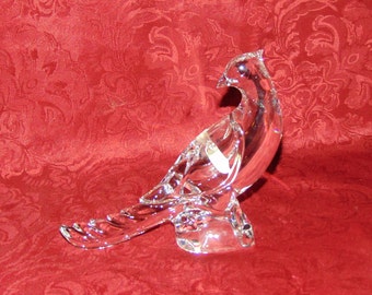 Val St Lambert Bird of Paradise Crystal Statue Belgium