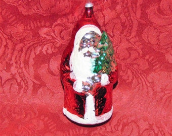 ヴィンテージ：西ドイツ製マーキュリーガラス製サンタオーナメント