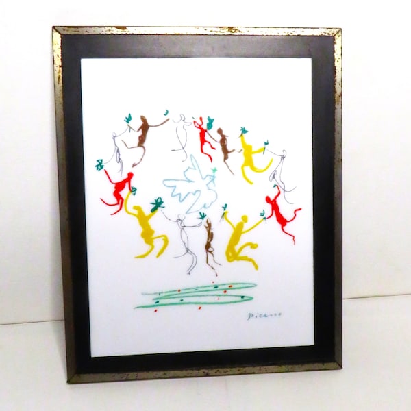 MCM Picaso Silk Screen on Lucite La Rondo Dance of All Nations Around the Dove of Peace Modern Classics 294