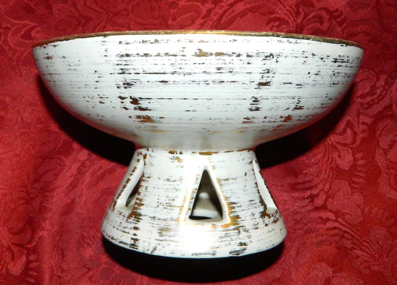 1950 Royal Haeger Bowl Tweed Pattern 22 Karat Gold