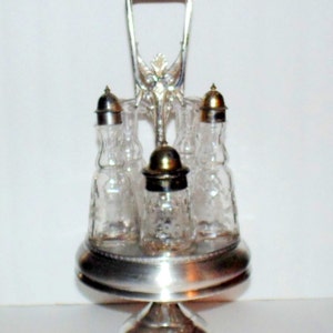 1864 Revolving Castor Set Middletown Plate Co Quadruple Plate 5 Bottle