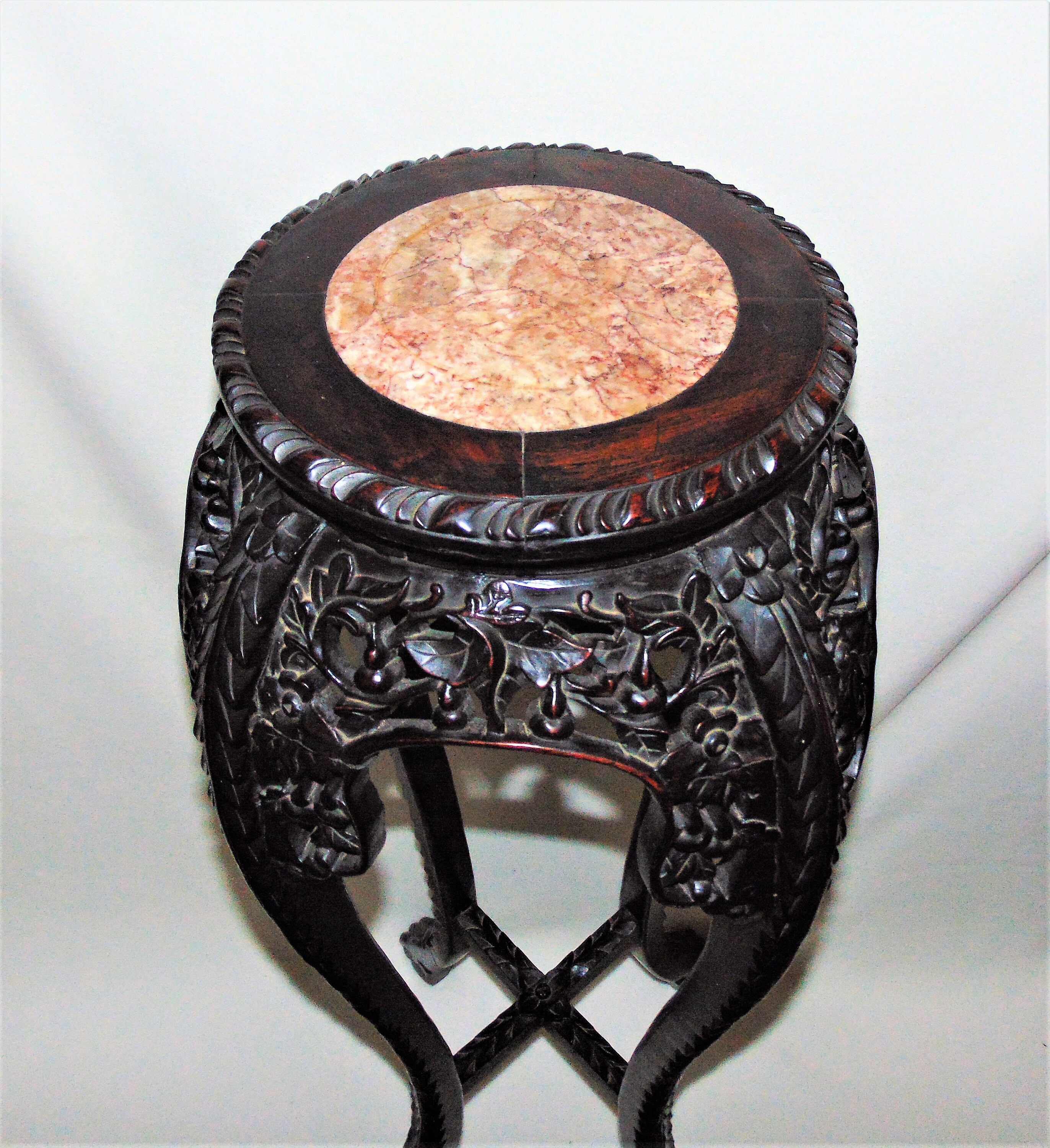 1800s Fern Stand / Lamp Table 36 Inch Chinese Round Rosewood