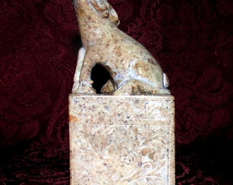 Antique Chinese Chop of Goat Ram Hand Carved Stone (Inv 42)