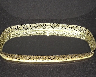 Espejo de tocador vintage de 14 pulgadas con filigrana dorada