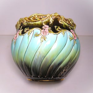 1880's Julius Dressler Jardiniere Planter Pot Art Nouveau Majolica RARE GORGEOUS
