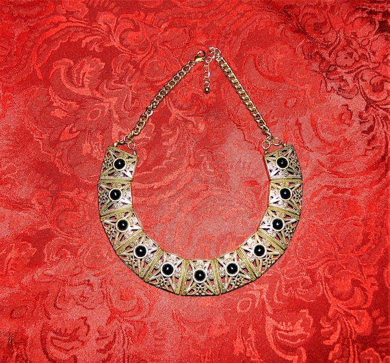 Vintage Elegant Choker Necklace Gold Toned Detail… - image 1