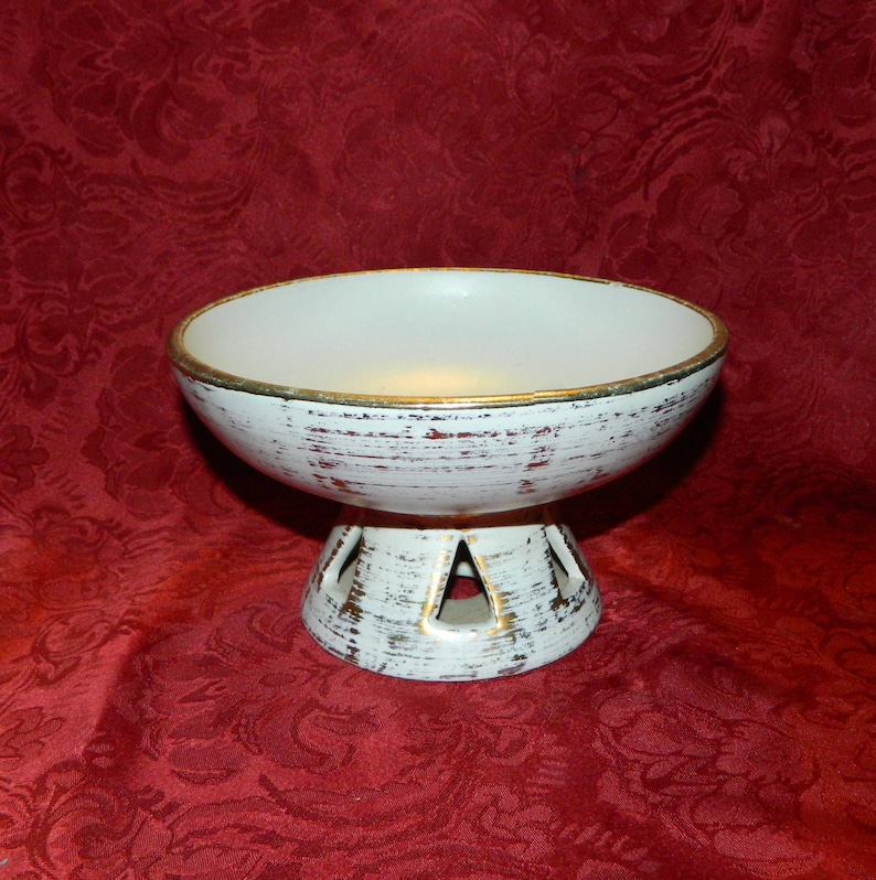 1950 Royal Haeger Bowl Tweed Pattern 22 Karat Gold