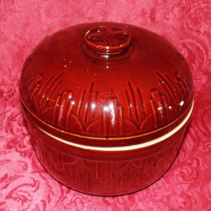 Art Deco Brown Glaze Covered Casserole Made in USA