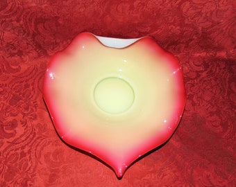Vintage Peach Blow Glass Bowl: Hand Blown Jack in the Pulpit Console Dish