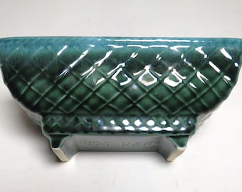 Mid Century California Pottery Green / Blue Rectangular Planter 404 USA (inv 522)