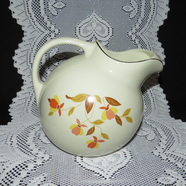 1940's Hall China AUTUMN LEAF aka Jewel Tea Large Ball Pitcher with Spout Drip Edge